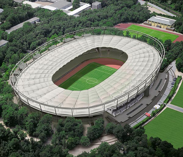 Luftbildmontage zum Stadion in Frankfurt